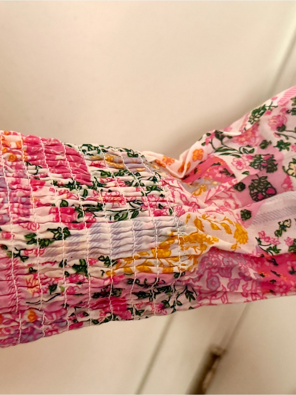Simply Southern Pink Floral Tiered Long Sleeve Dress - Picture 4 of 5